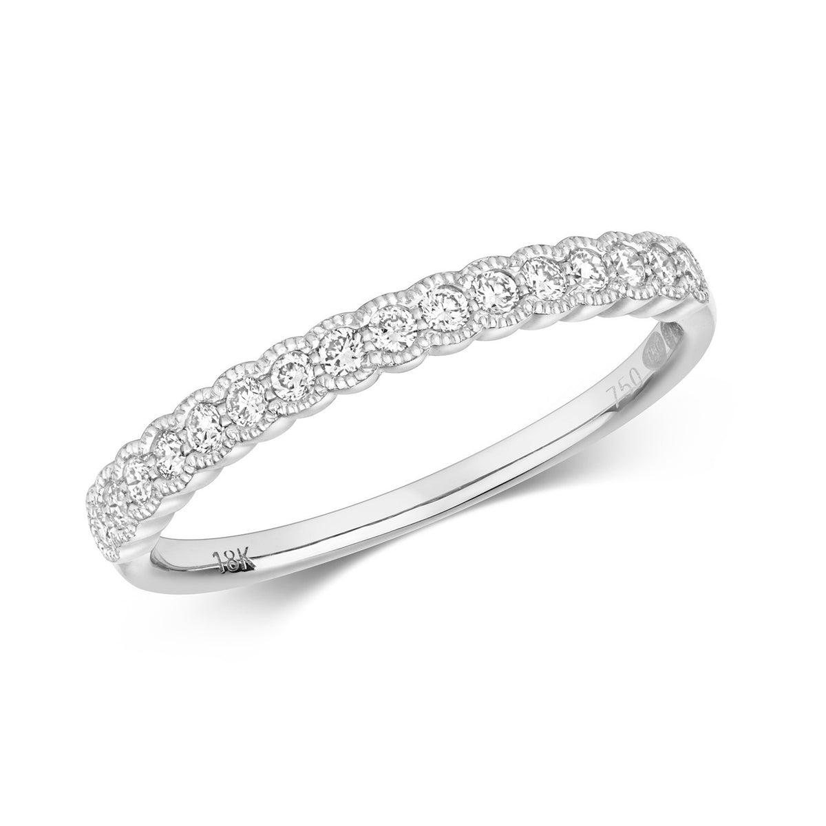 Natural Diamond Millgrain Eternity Ring 18ct White Gold Hallmarked Sizes J - Q