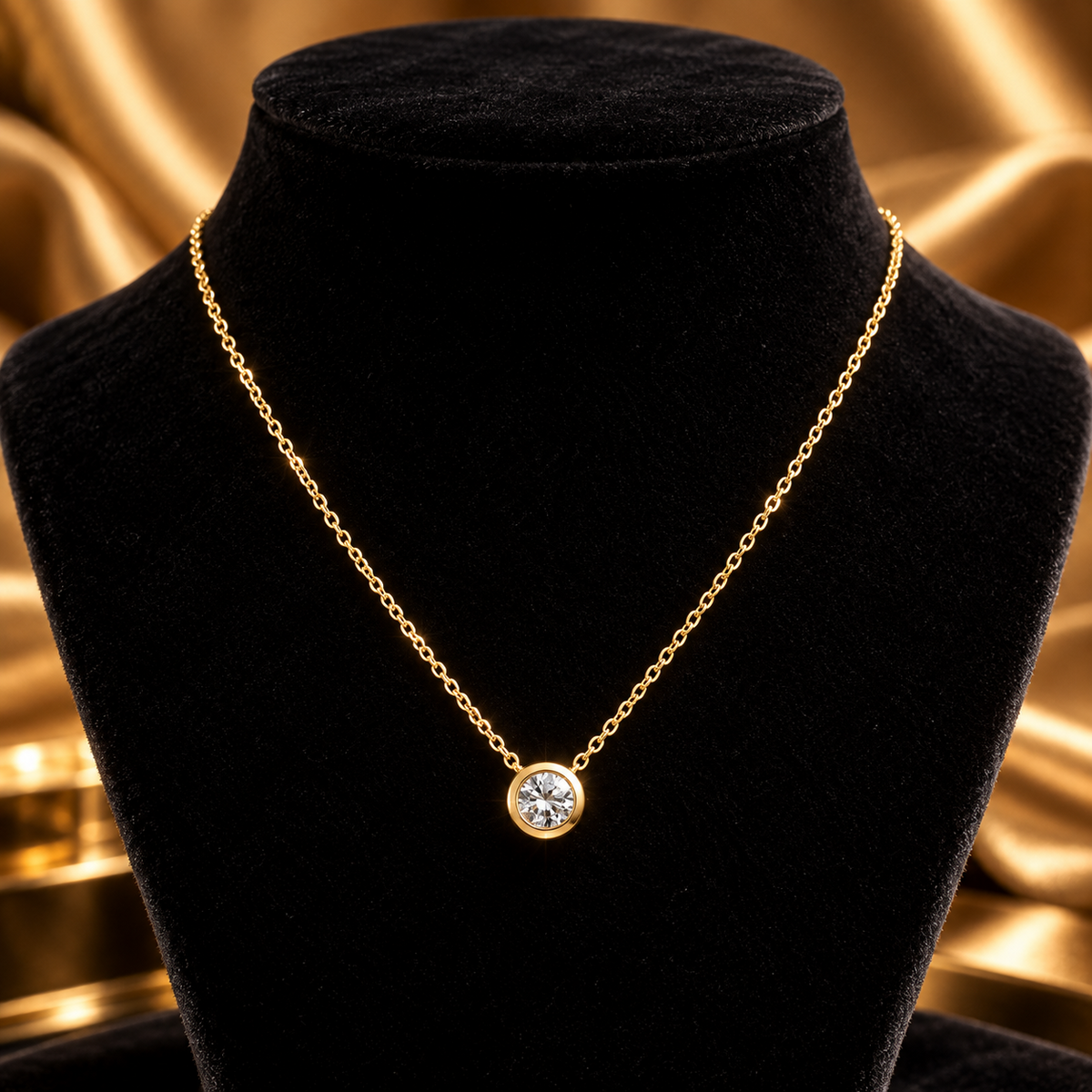 Ladies Flush Round Necklace 9ct Yellow Gold 375 Hallmarked British Made