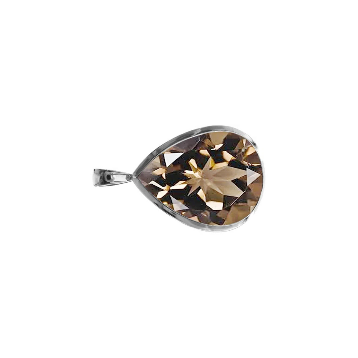 Teardrop Smoky Quartz Pendant Sterling Silver 925 Hallmarked All Chain Lengths