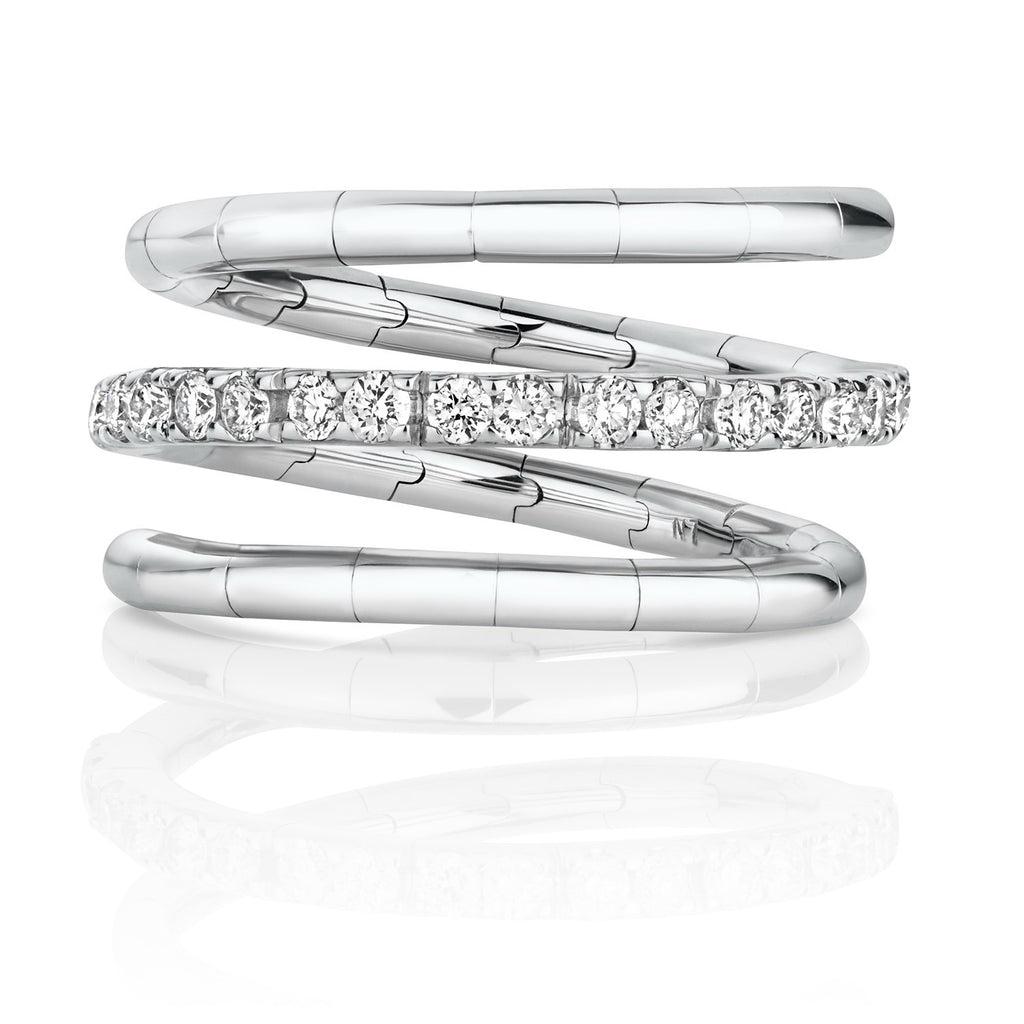 Natural Diamond Flexi Twist Ring 18ct White Gold Hallmarked Sizes J - Q