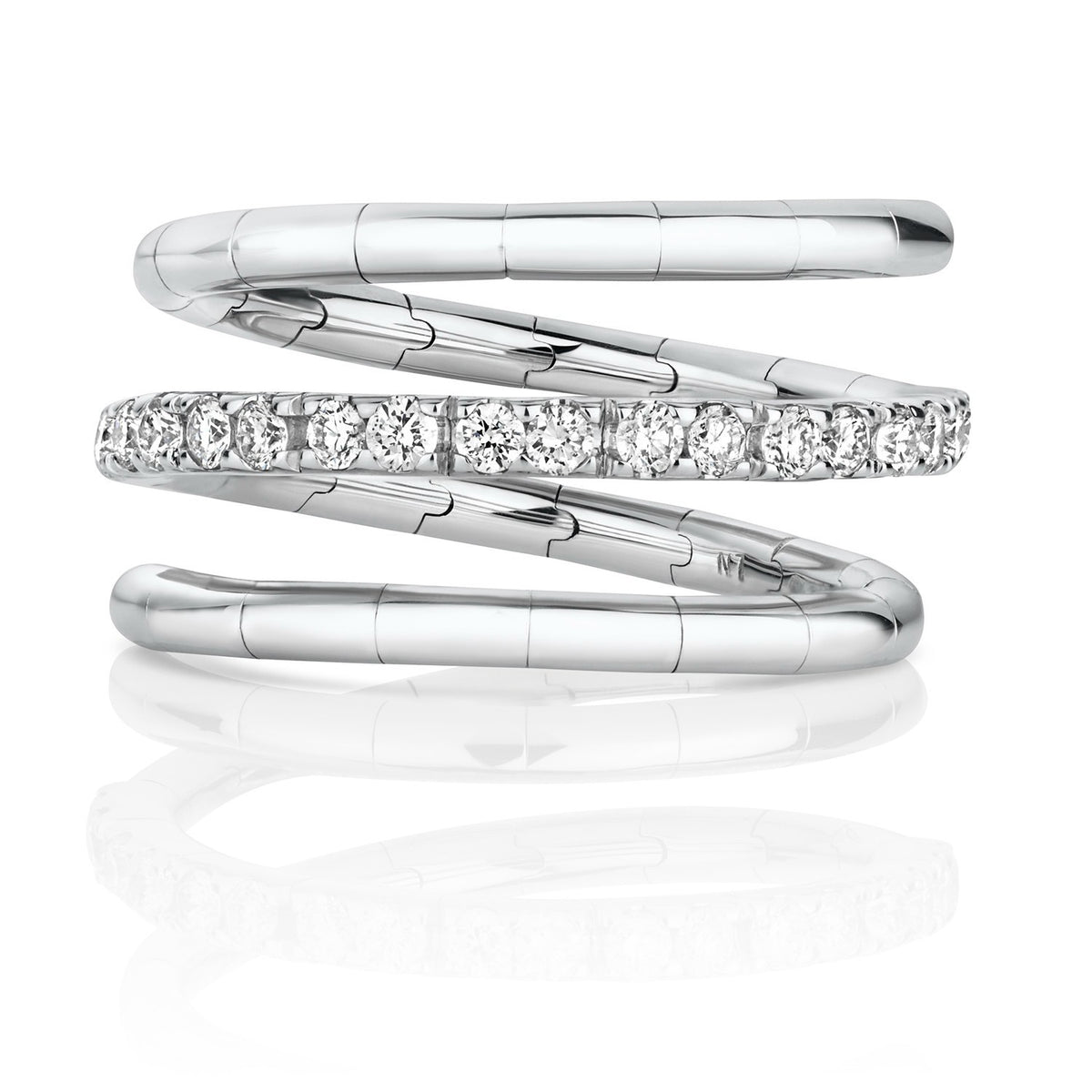 Natural Diamond Flexi Twist Ring 18ct White Gold Hallmarked Sizes J - Q