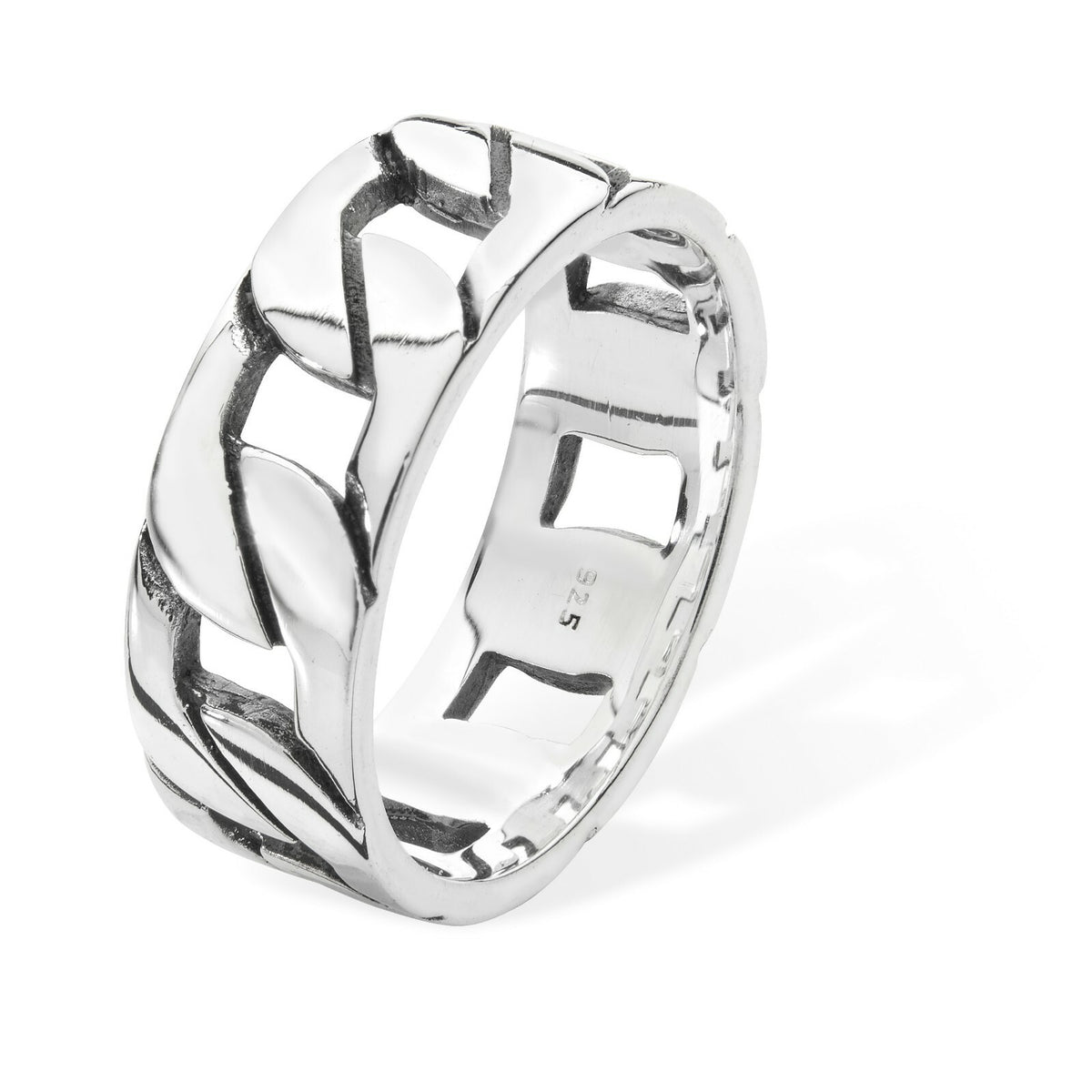 Men's Sterling Silver Chain Ring Engagement Gents 925 Hallmark Sizes R - Z