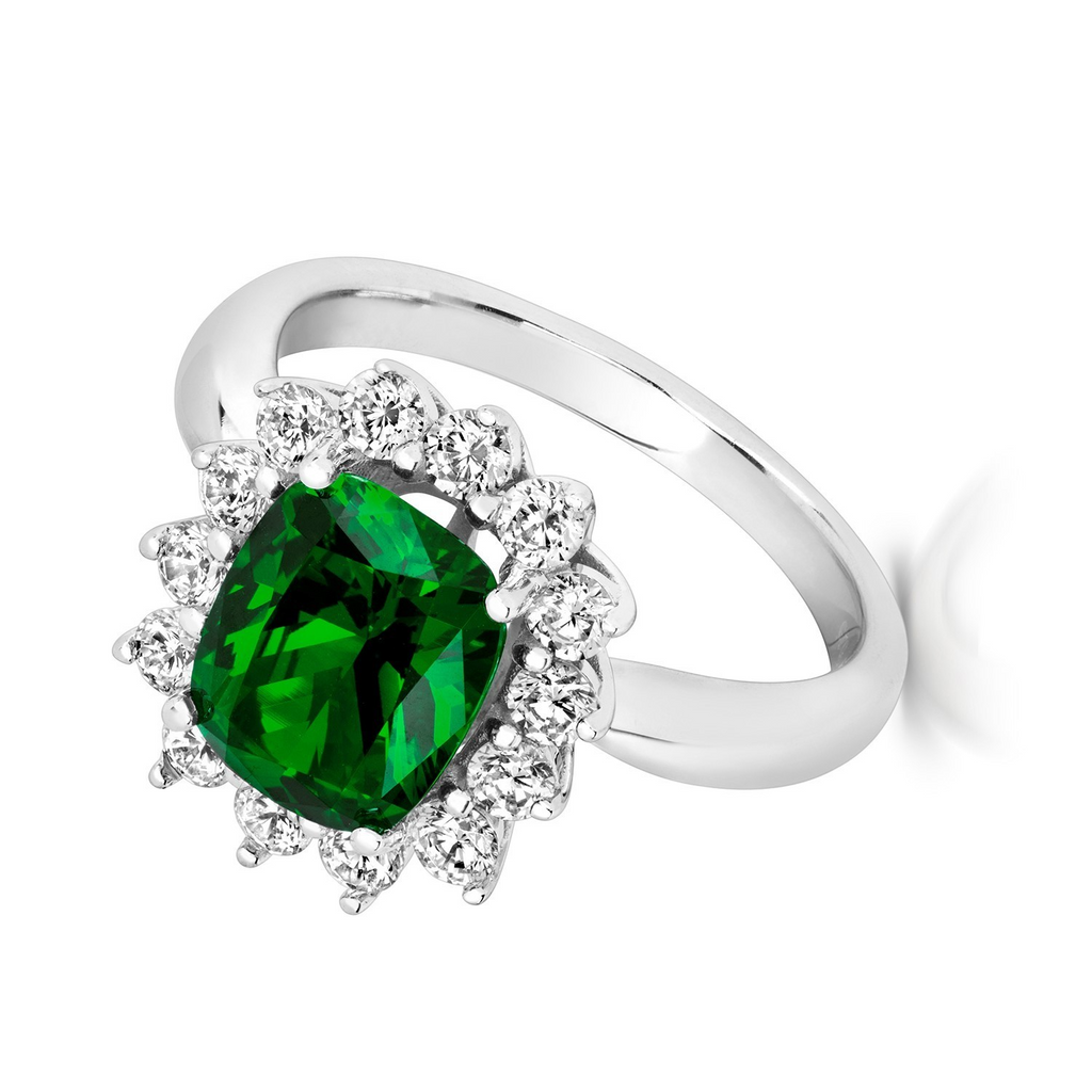 Rectangular Emerald Ring Sterling Silver 925 Hallmark Sizes I - P British Made