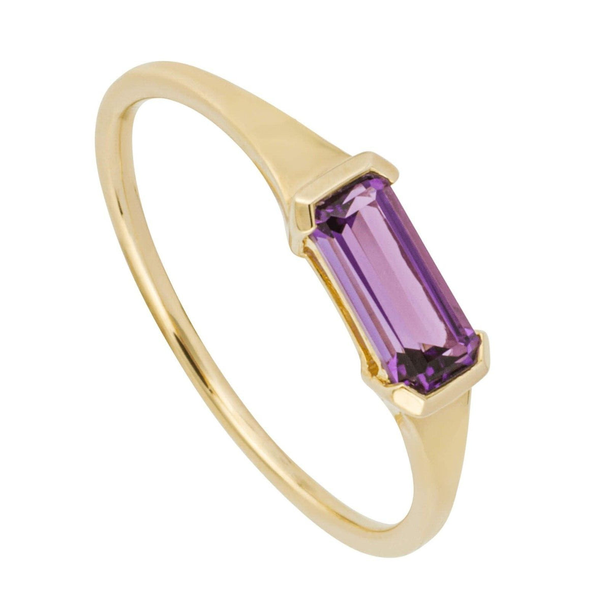 9ct Yellow Gold Elongated Amethyst Ring British Made Sizes L - Q Brand New