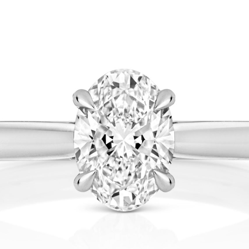 Oval Lab-Grown Diamond Engagement Ring 18ct White Gold Hallmarked Sizes J - Q