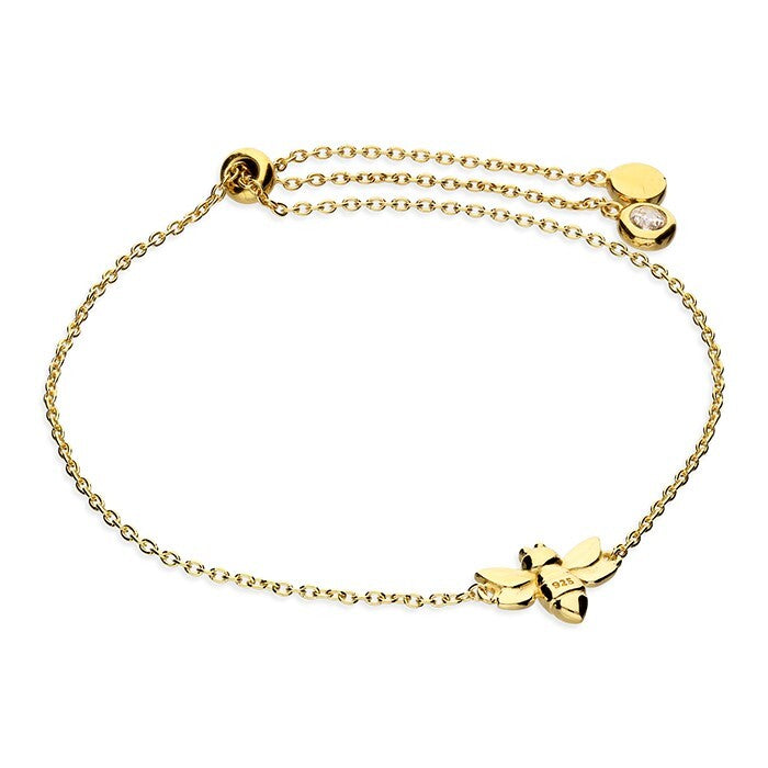 Gemstone Charm Bee Bracelet 18ct Gold On Sterling Silver Hallmarked British Made