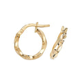 9ct Yellow Gold Twist Hoop Earrings 375 Hallmarked 8mm - 50mm Diameter
