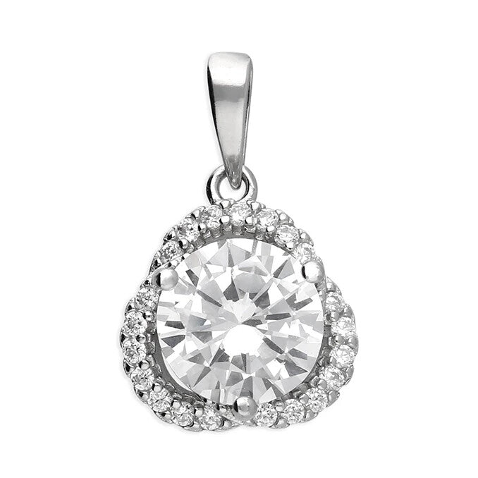 Trefoil Halo Pendant Sterling Silver 925 Hallmark All Chain Lengths Brand New