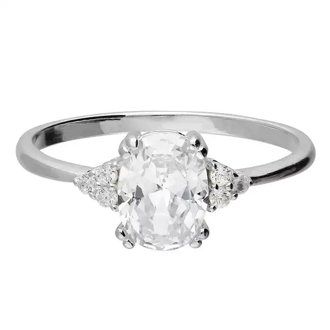Triangular Surround Ring Sterling Silver 925 Hallmarked British Made Size L - R