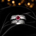 Flush Garnet Ornate Spinner Ring Sterling Silver 925 Hallmarked Size K - T