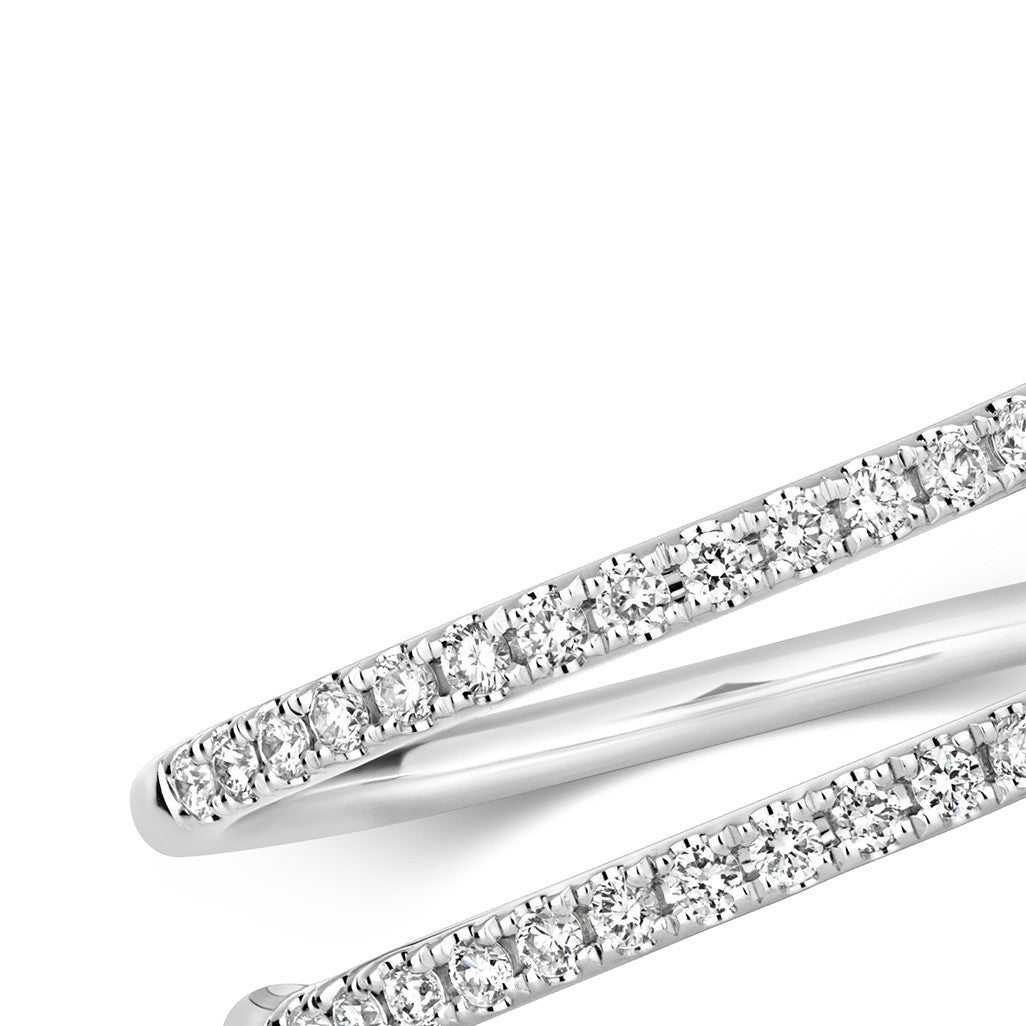 32 Natural Diamond Sprial Wrap Ring 18ct White Gold Hallmarked Sizes J - Q
