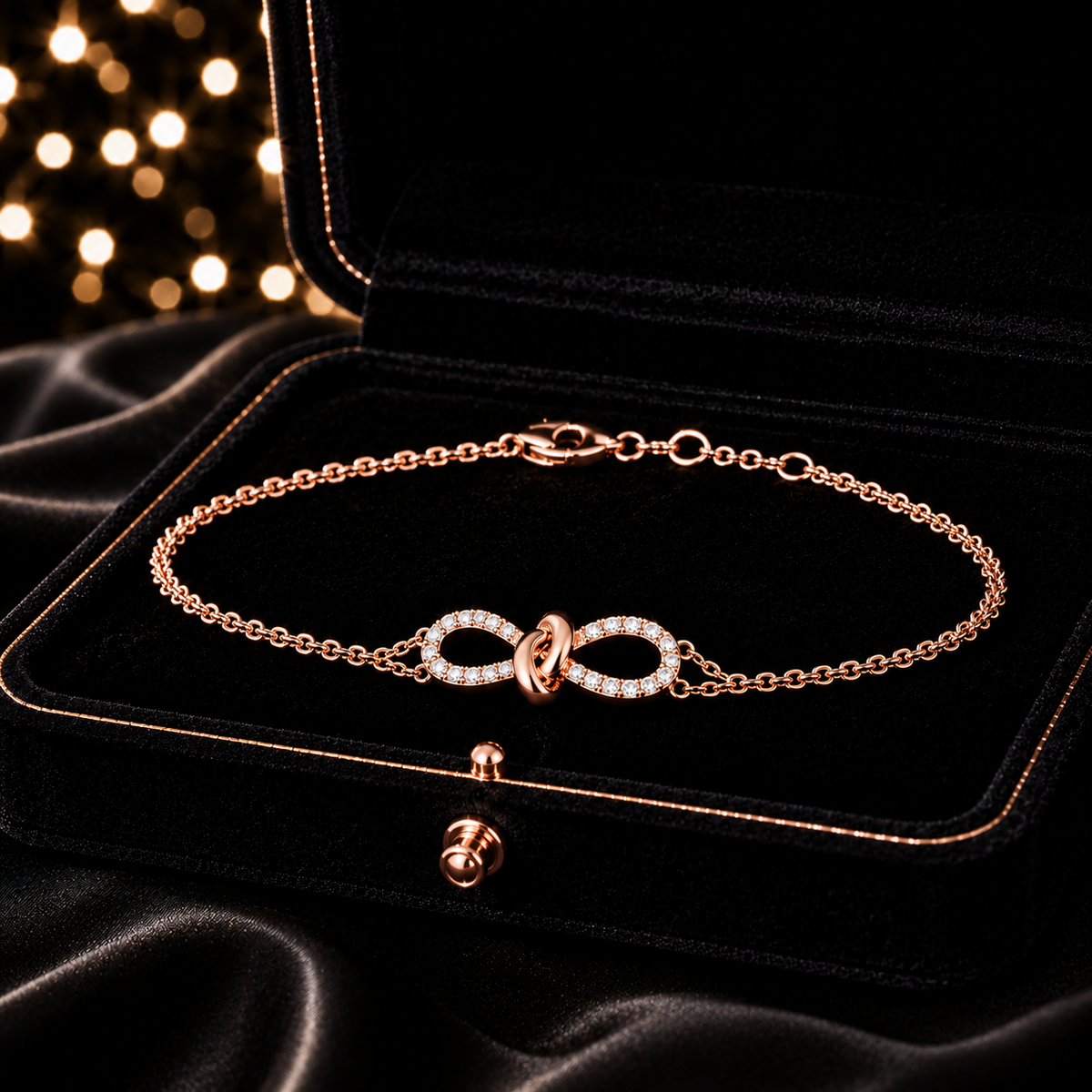 Infinity Natural Diamond 18ct Rose Gold Bracelet 375 Hallmarked British Made