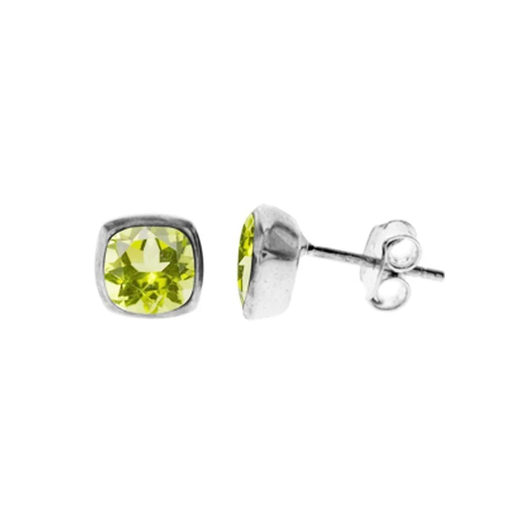 Natural Peridot Squircle Earrings Sterling Silver 925 Hallmarked Brand New