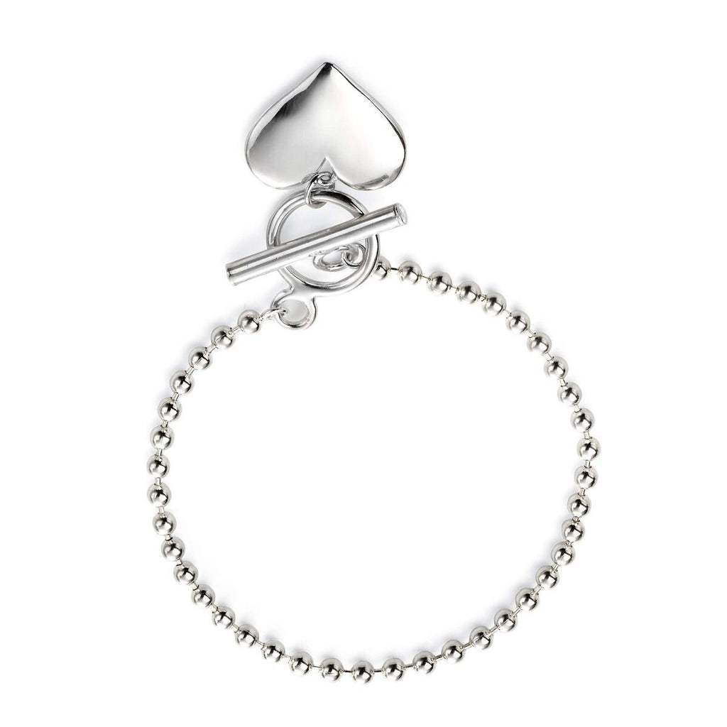 Heart Ball Chain Bracelet Sterling Silver 925 Hallmarked Brand New Boxed
