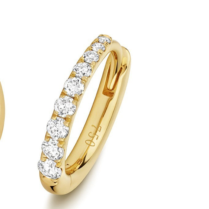 8mm Natural Diamond Hoop Earrings 18ct Yellow Gold Hallmarked British Made