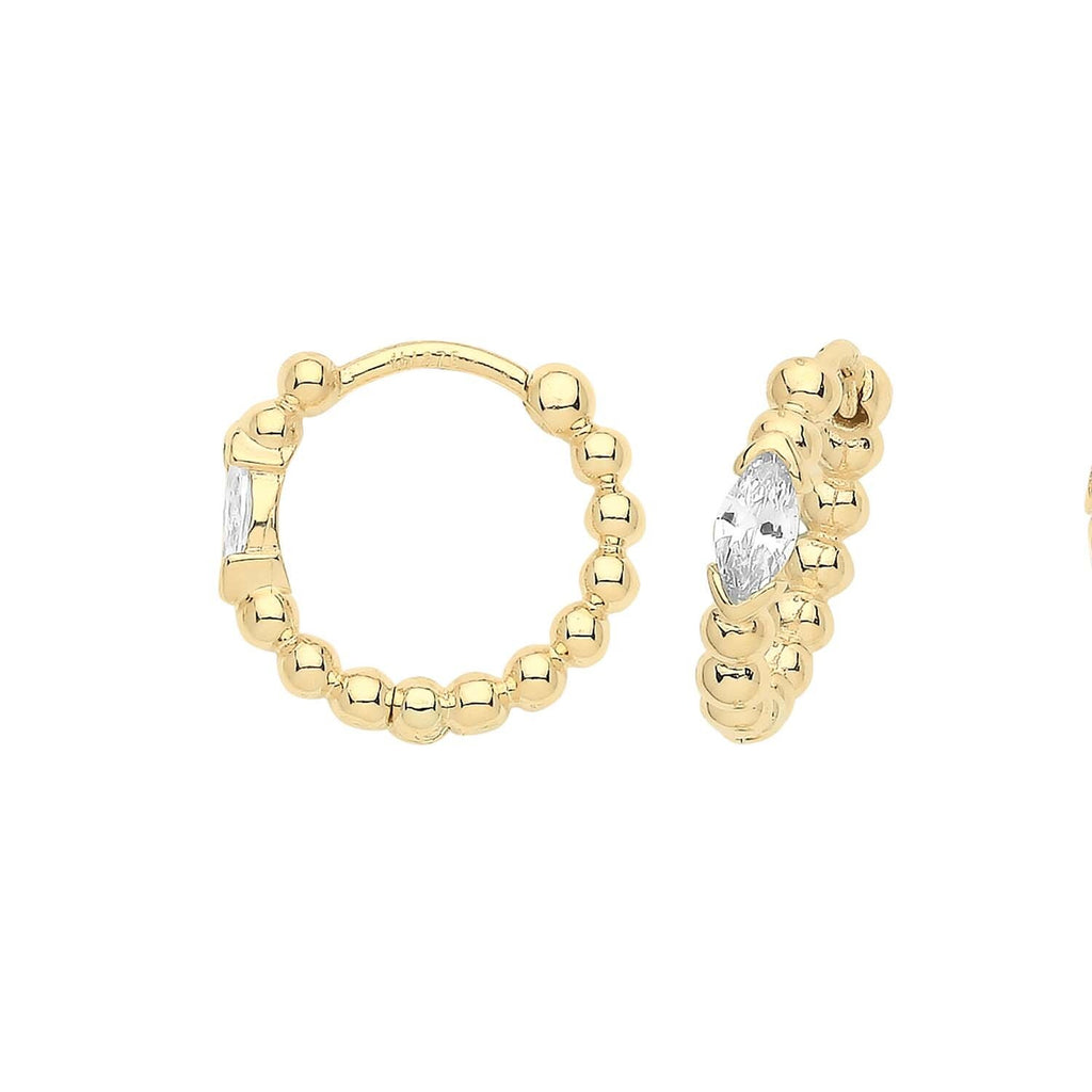 9ct Yellow Gold Marquise Hoop Earrings British Made 375 Hallmark Brand New Boxed