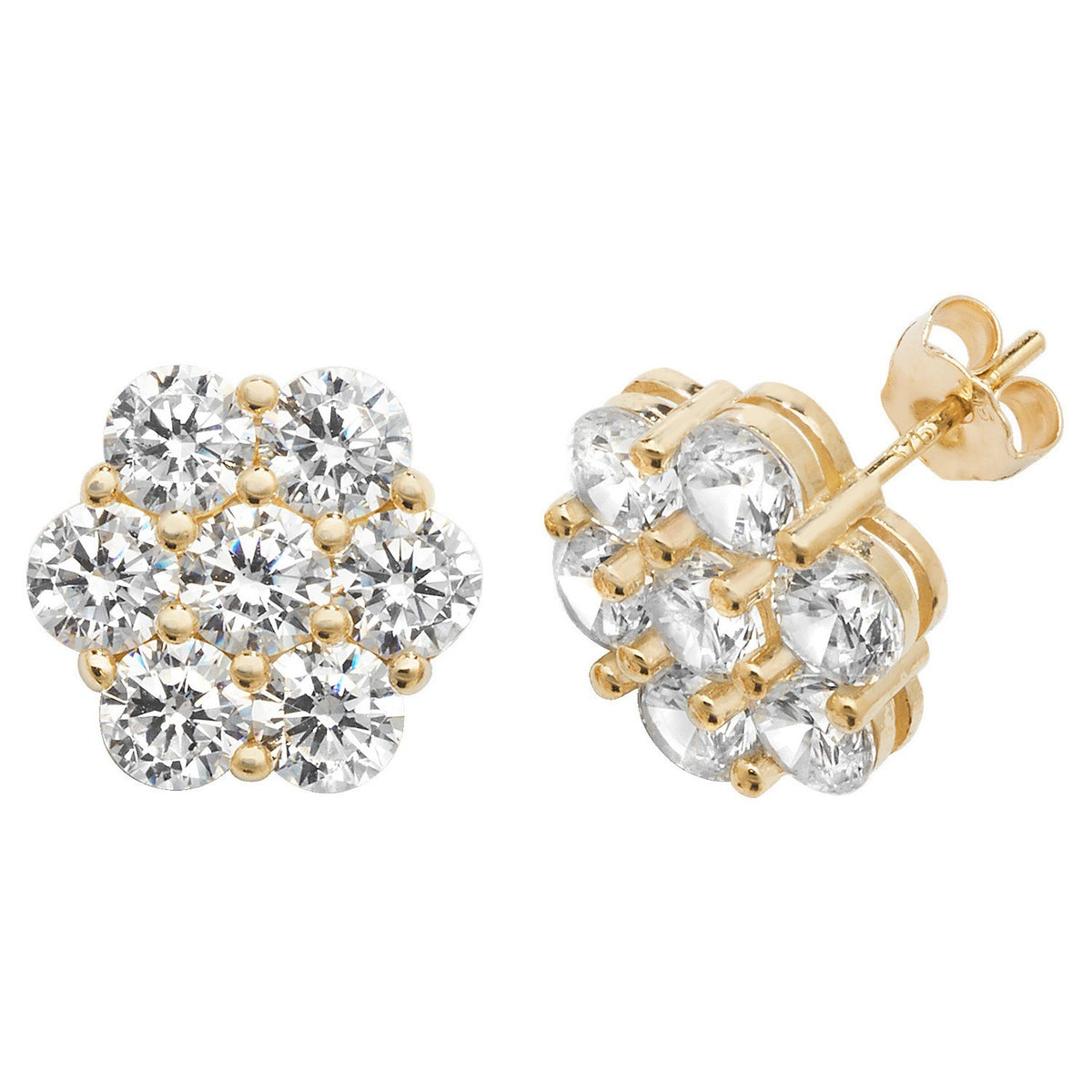 Statement Floral Stud Earrings 9ct Yellow Gold 375 Hallmarked Brand New Boxed