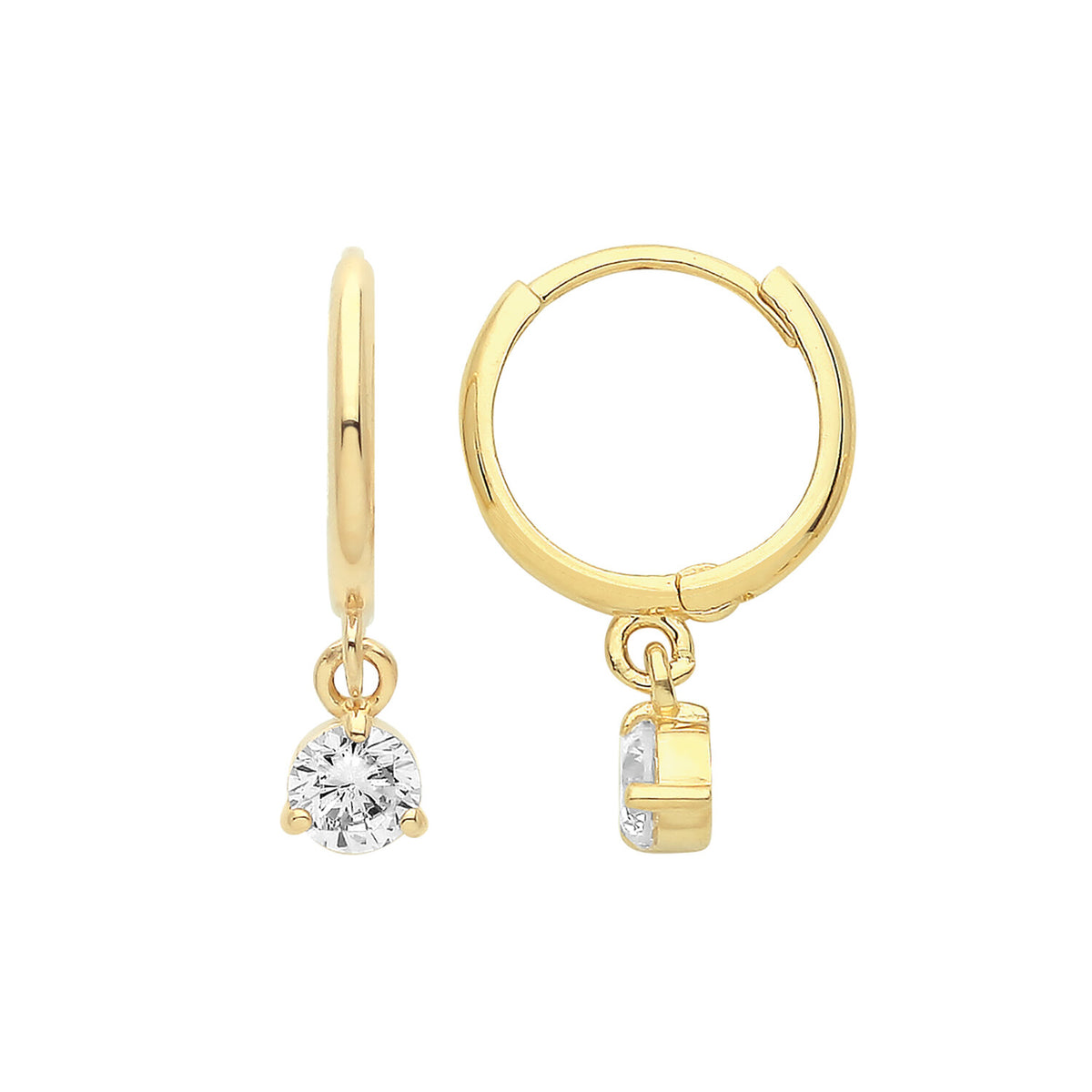 Yellow Gold Gemstone Earrings Drop Hoops Natural Stone 375 9 Carat New Boxed