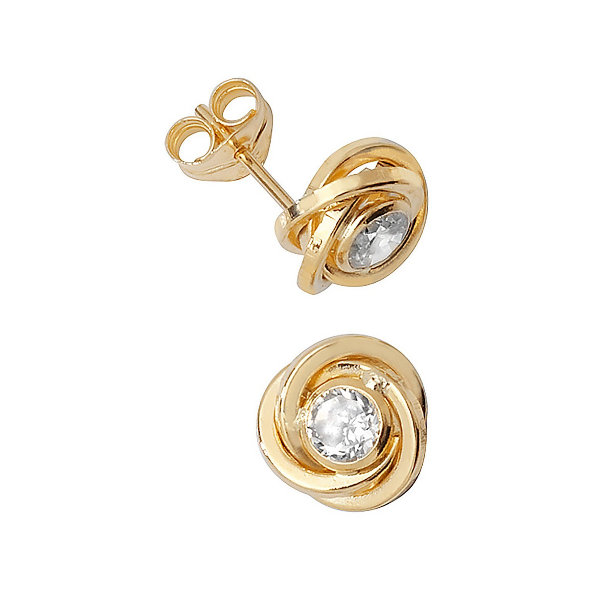 Flush Orbital Stud Earrings 9ct Yellow Gold 375 Hallmarked Brand New Boxed