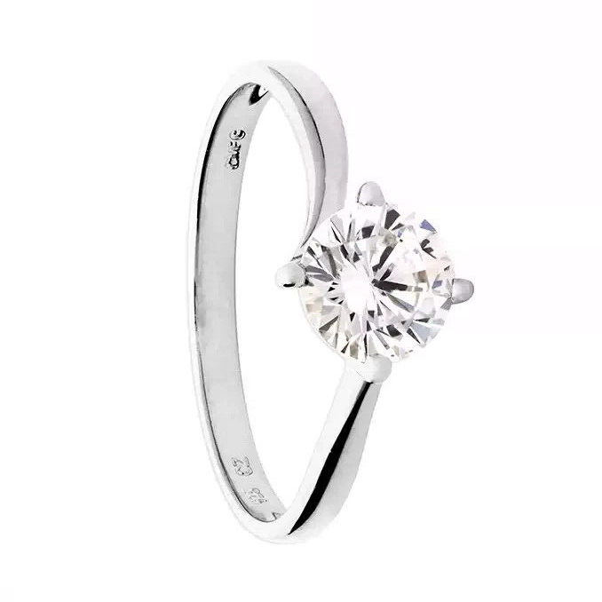 Platinum Solitaire Ring Sterling Silver 925 Hallmarked British Made Size J - S