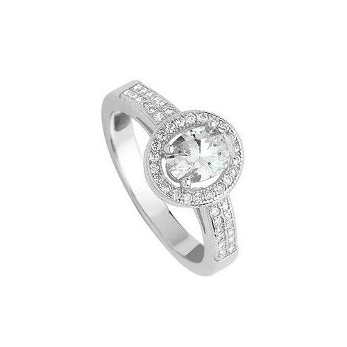 Sterling Silver Oval Halo Ring Engagement Gemstone 925 Hallmarked Size J - T
