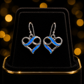 Blue Opal Infinity Heart Earrings Sterling Silver 925 Hallmarked British Made