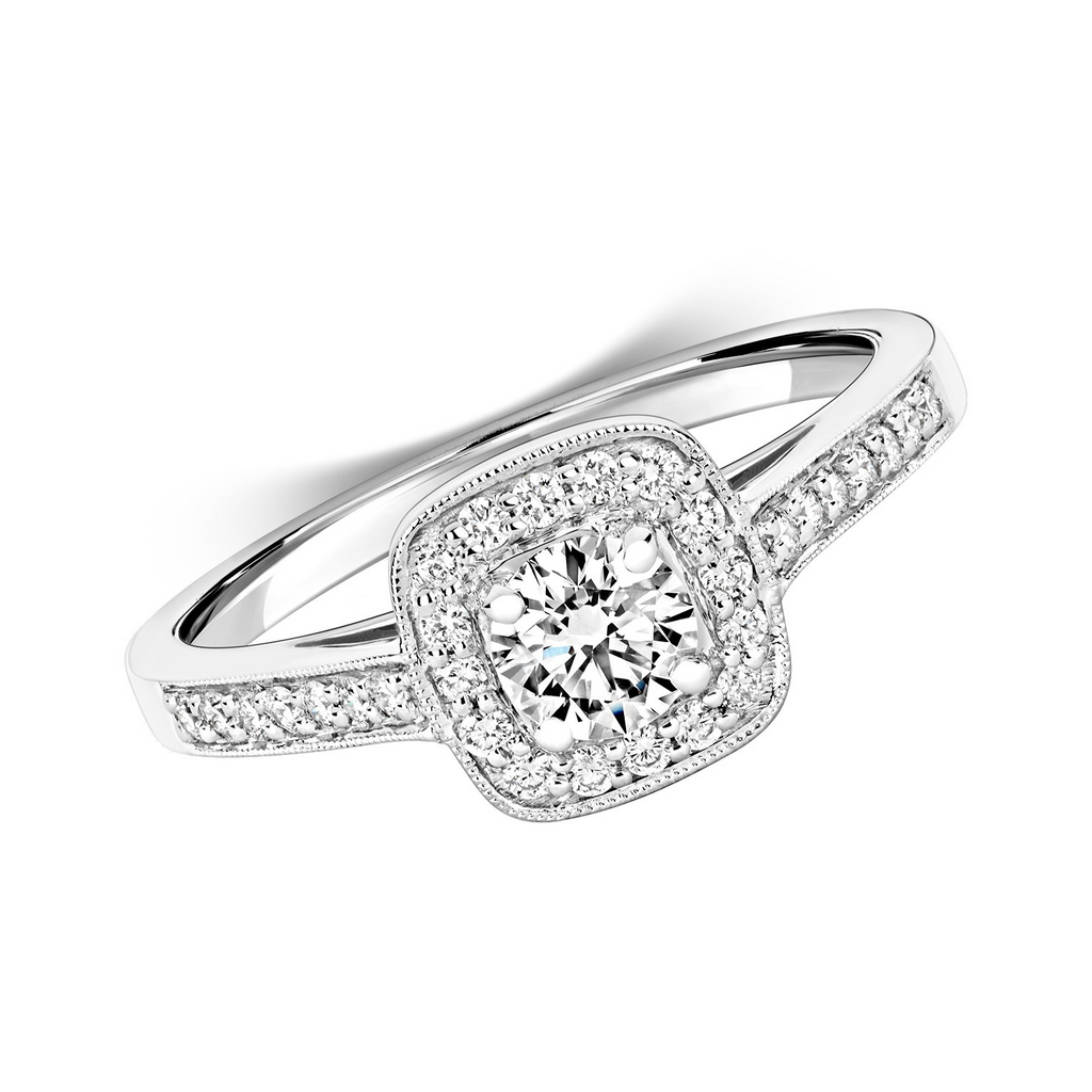 31 Natural Diamond Halo Ring 18ct White Gold Hallmarked Sizes J - Q