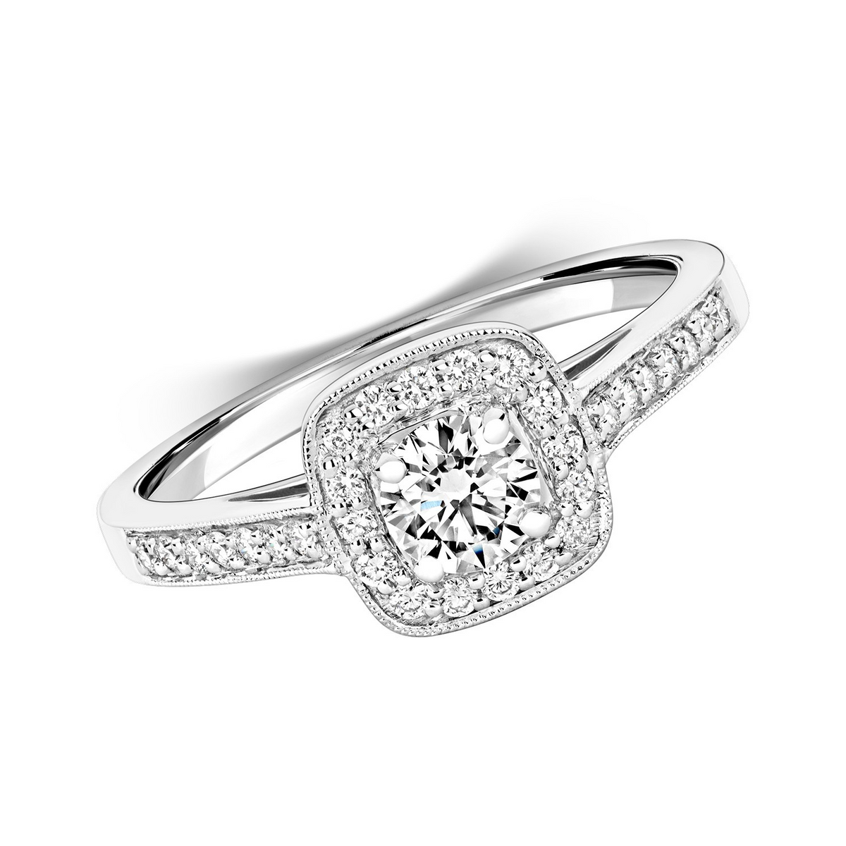 31 Natural Diamond Halo Ring 18ct White Gold Hallmarked Sizes J - Q