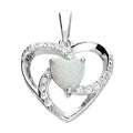 Statement Heart Opal Pendant Sterling Silver 925 Hallmarked All Chain Lengths