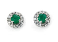 Emerald And Diamond Halo Stud Earrings 9ct White Gold 375 Hallmark British Made