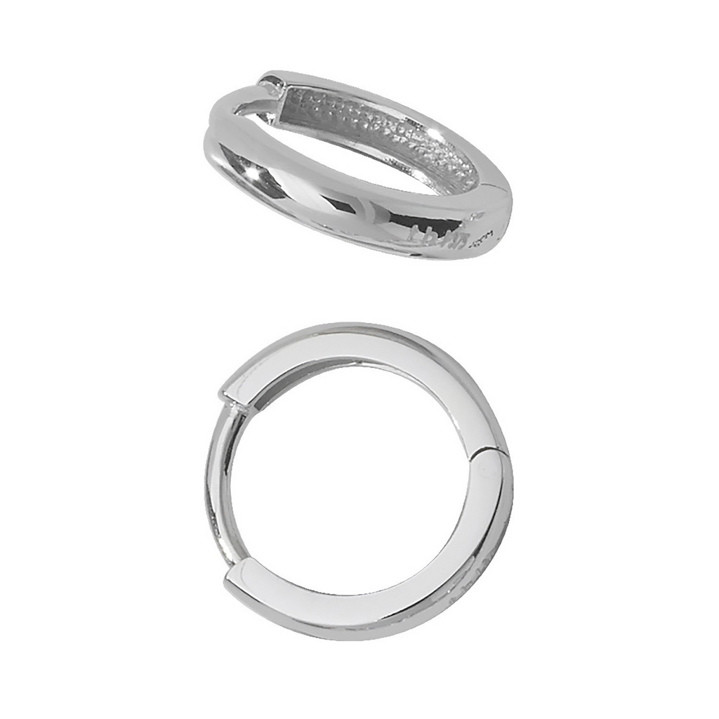 9ct White Gold 10mm Hoop Earrings British Made 375 Hallmarked Brand New Boxed