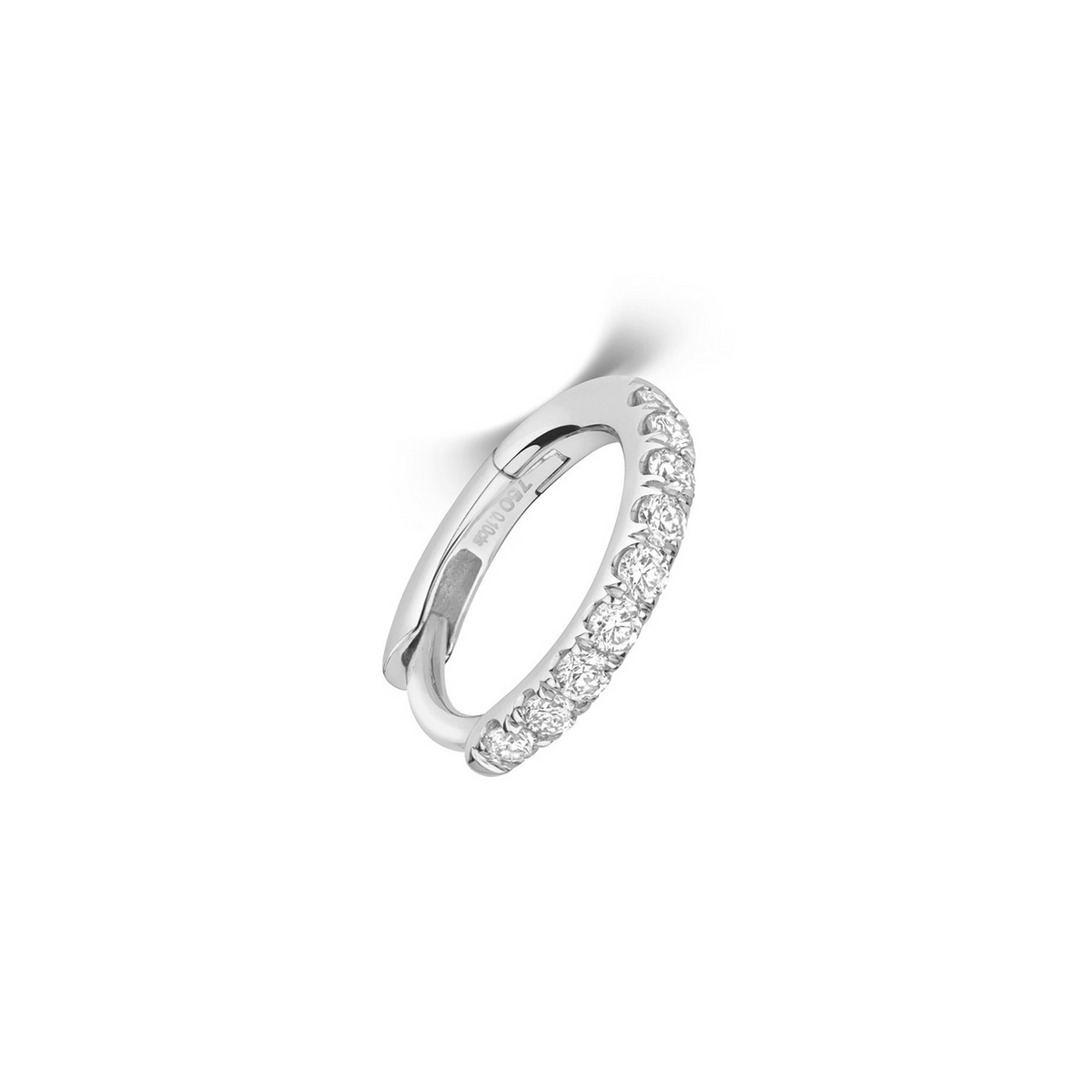 7.8mm 9 Natural Diamond Hoop Earring 18ct White Gold Hallmarked British Made