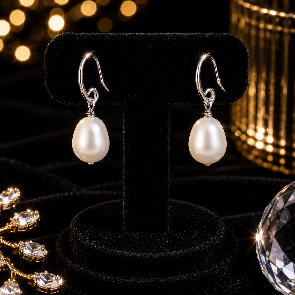 Hinged Drop Pearl Earrings Sterling Silver 925 Hallmarked Brand New Boxed