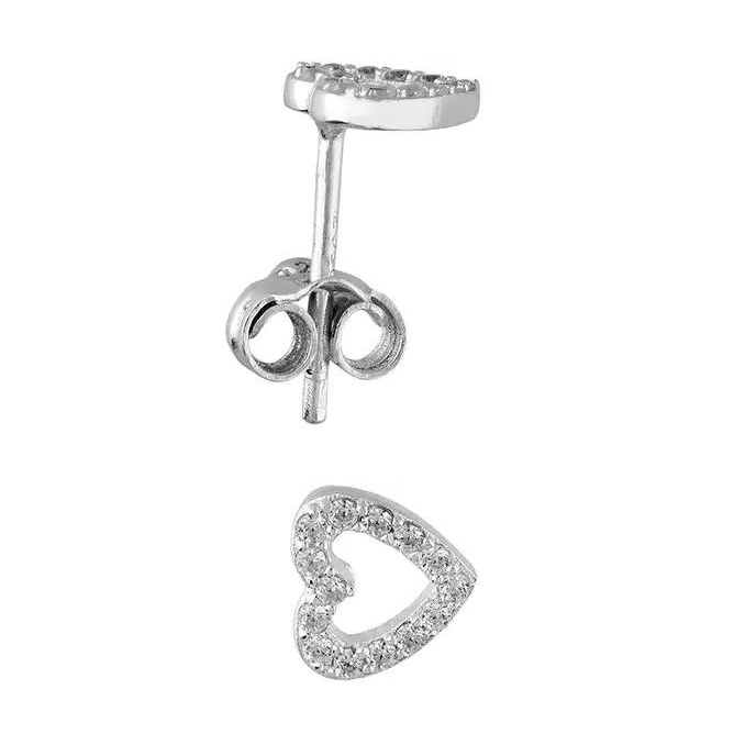 Heart Stud Earrings Sterling Silver 925 Hallmarked British Made Brand New Boxed