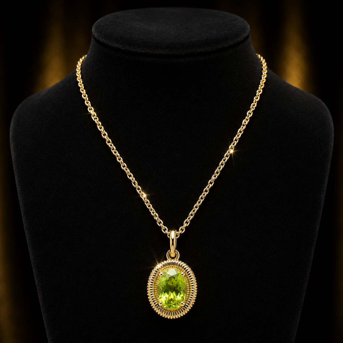 Vintage Oval Peridot Pendant 9ct Yellow Gold 375 Hallmarked British Made