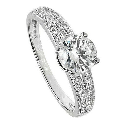 Sterling Silver Solitaire Ring Engagement Gemstone 925 Hallmarked Size K - T