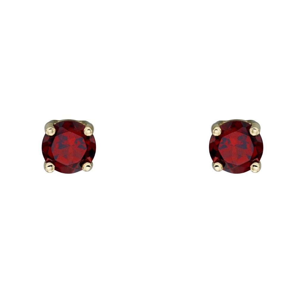 Natural Garnet January Stud Earrings 9ct Yellow Gold 375 Hallmarked British Made