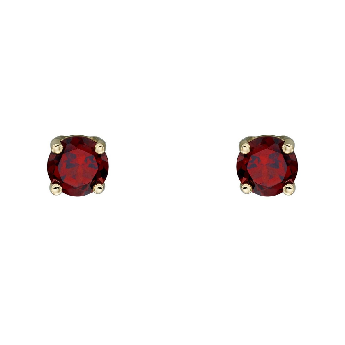 Natural Garnet January Stud Earrings 9ct Yellow Gold 375 Hallmarked British Made