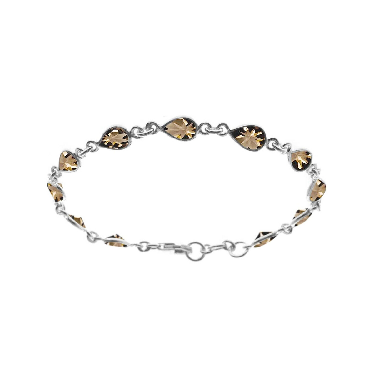 Teardrop Smoky Quartz Bracelet Sterling Silver 925 Hallmarked Brand New Boxed