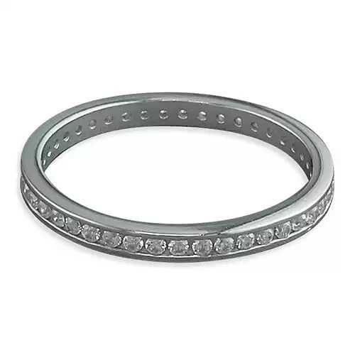 Channel Set Eternity Ring Sterling Silver 925 Hallmarked British Made Size K - S
