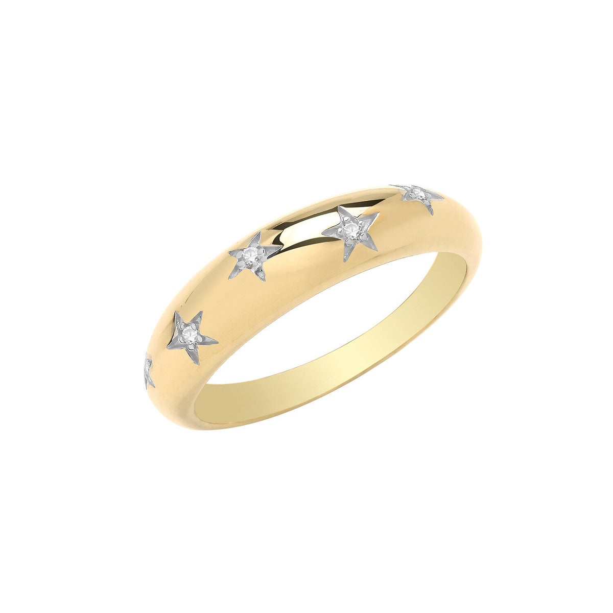 Star Dome Ring 9ct Yellow Gold Hallmarked Sizes L - S British Made