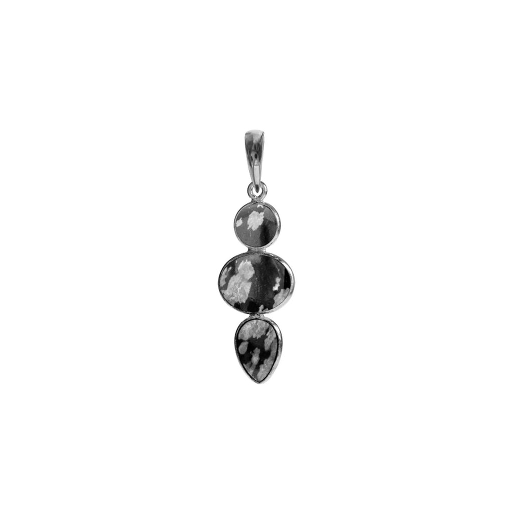 Mixed Shape Obsidian Pendant Sterling Silver 925 Hallmarked  All Chain Lengths