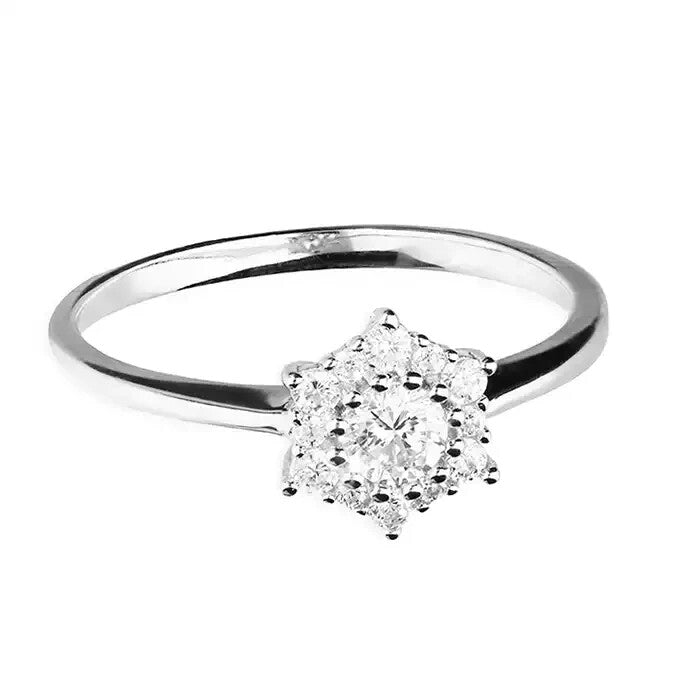 Hexagonal Cluster Ring Sterling Silver 925 Hallmarked British Made Size L - R
