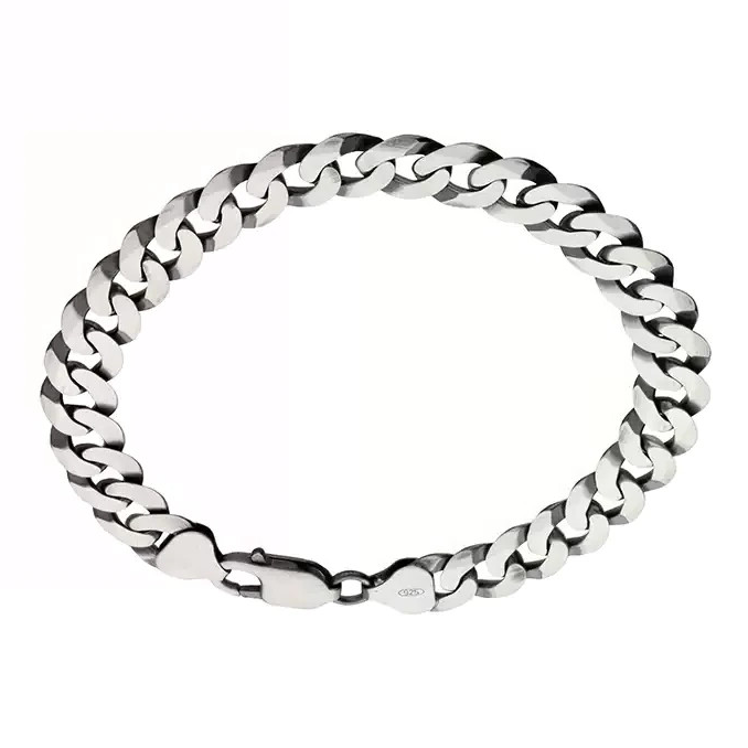 Oxidised Gents Solid Sterling Silver Curb Chain Bracelet 925 Hallmarked
