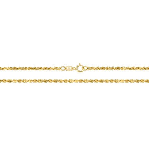 Yellow Gold Rope Chain British Made Fully Hallmarked 20" Weight 2.3g