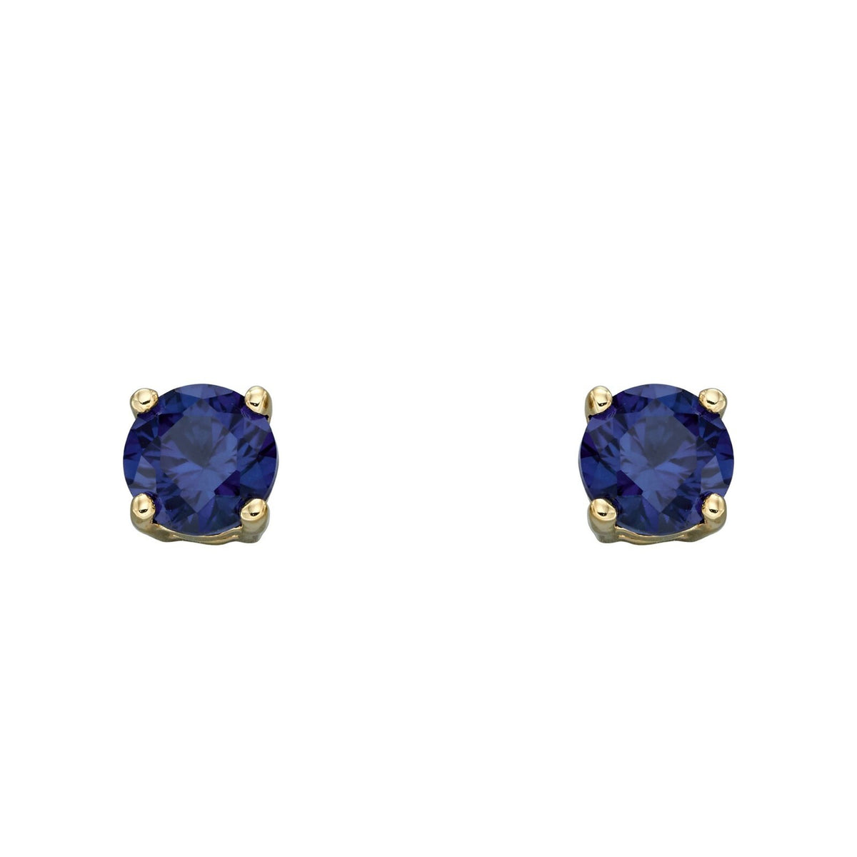 Natural Sapphire September Stud Earrings 9ct Yellow Gold 375 Hallmarked