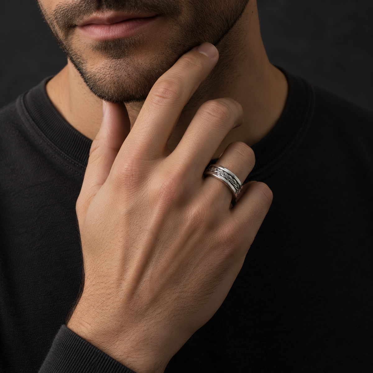 Men's Sterling Silver Spinner Ring Wedding Band Gents 925 Hallmark Sizes R - Z