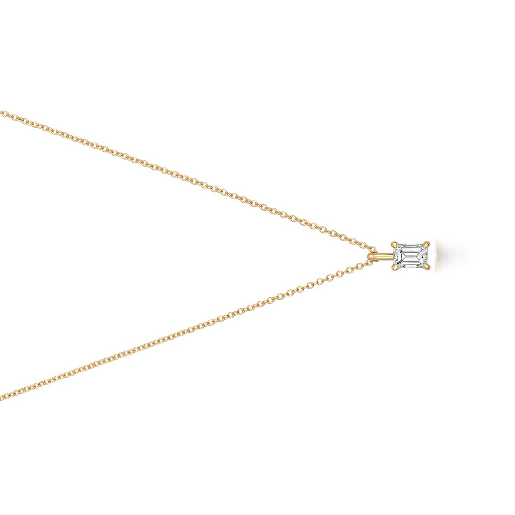 1 Natural Diamond Emerald Cut Necklace 18ct Yelllow Gold Hallmarked British Made