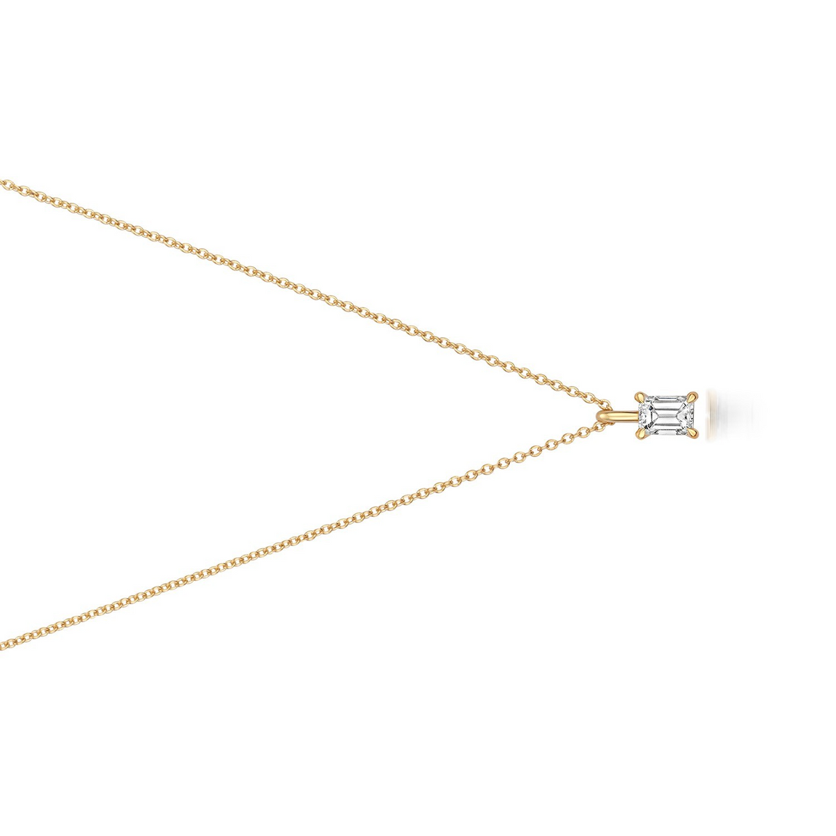1 Natural Diamond Emerald Cut Necklace 18ct Yelllow Gold Hallmarked British Made