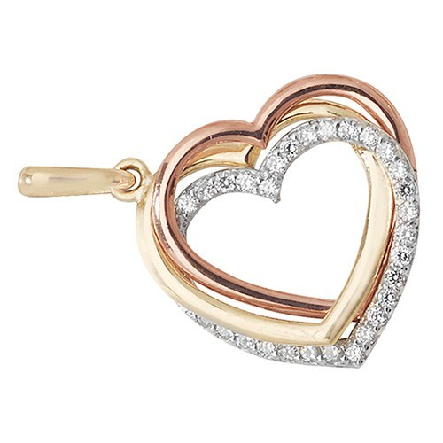 3 Heart 9ct Triple Gold Pendant 375 Hallmark British Made All Chain Lengths